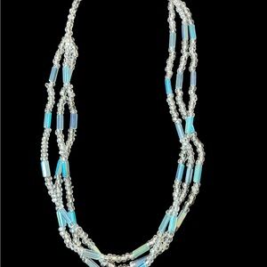 Vintage Glass Bead Necklace Vintage jewelry Aqua and Crystal Bead Necklace